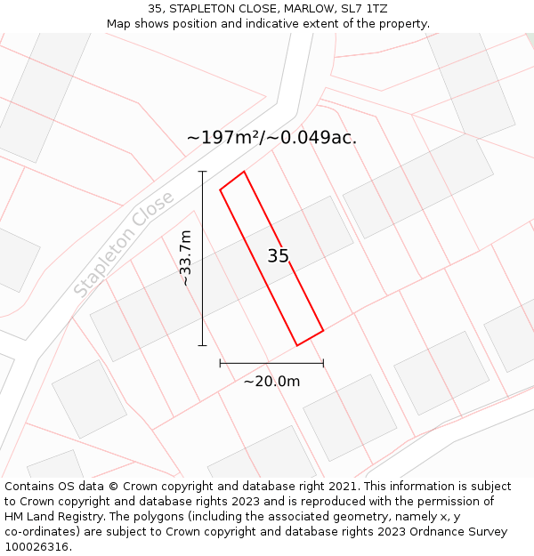 35, STAPLETON CLOSE, MARLOW, SL7 1TZ: Plot and title map