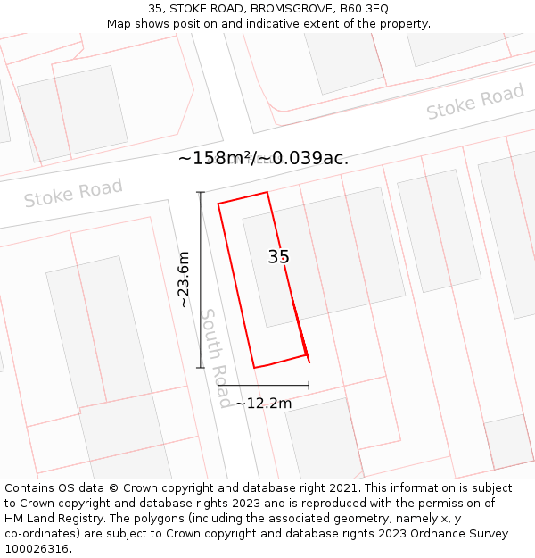 35, STOKE ROAD, BROMSGROVE, B60 3EQ: Plot and title map