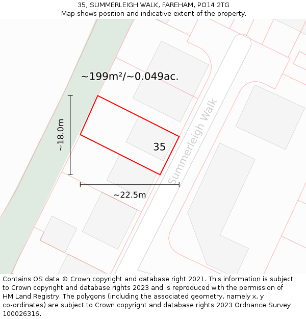 35, SUMMERLEIGH WALK, FAREHAM, PO14 2TG: Plot and title map