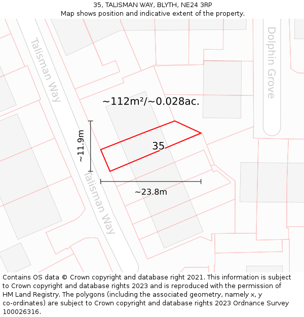 35, TALISMAN WAY, BLYTH, NE24 3RP: Plot and title map