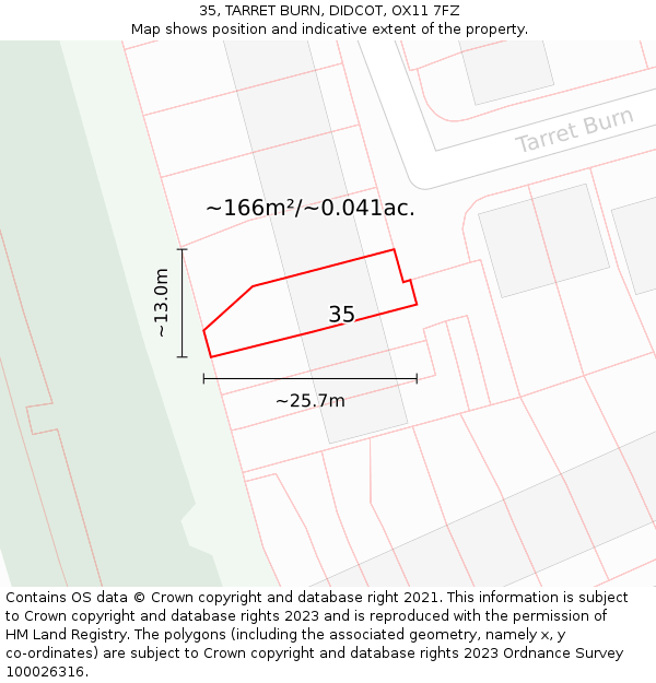 35, TARRET BURN, DIDCOT, OX11 7FZ: Plot and title map