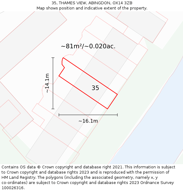 35, THAMES VIEW, ABINGDON, OX14 3ZB: Plot and title map