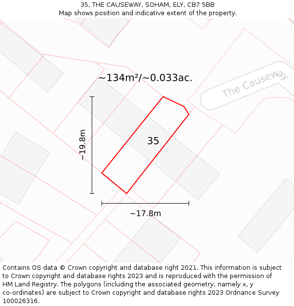 35, THE CAUSEWAY, SOHAM, ELY, CB7 5BB: Plot and title map