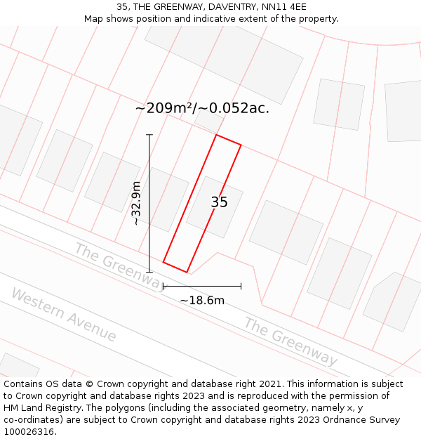 35, THE GREENWAY, DAVENTRY, NN11 4EE: Plot and title map
