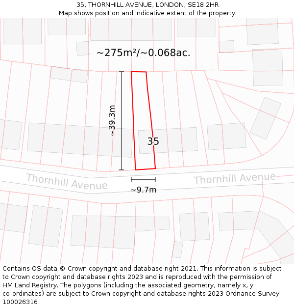 35, THORNHILL AVENUE, LONDON, SE18 2HR: Plot and title map