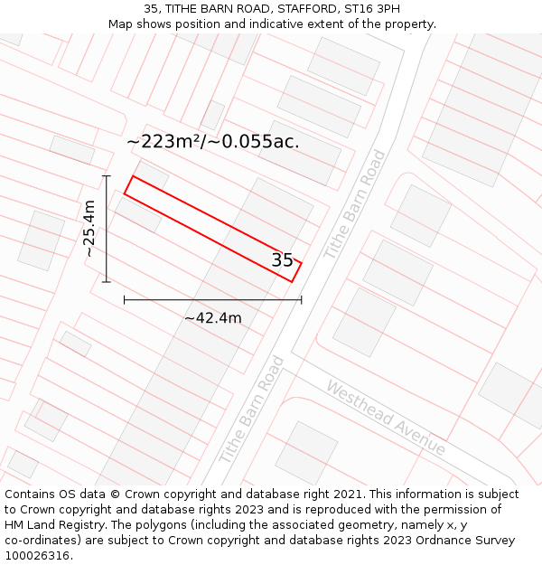 35, TITHE BARN ROAD, STAFFORD, ST16 3PH: Plot and title map