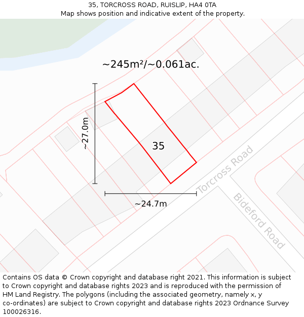35, TORCROSS ROAD, RUISLIP, HA4 0TA: Plot and title map