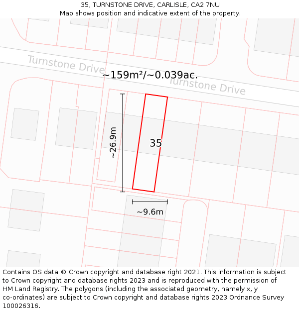 35, TURNSTONE DRIVE, CARLISLE, CA2 7NU: Plot and title map
