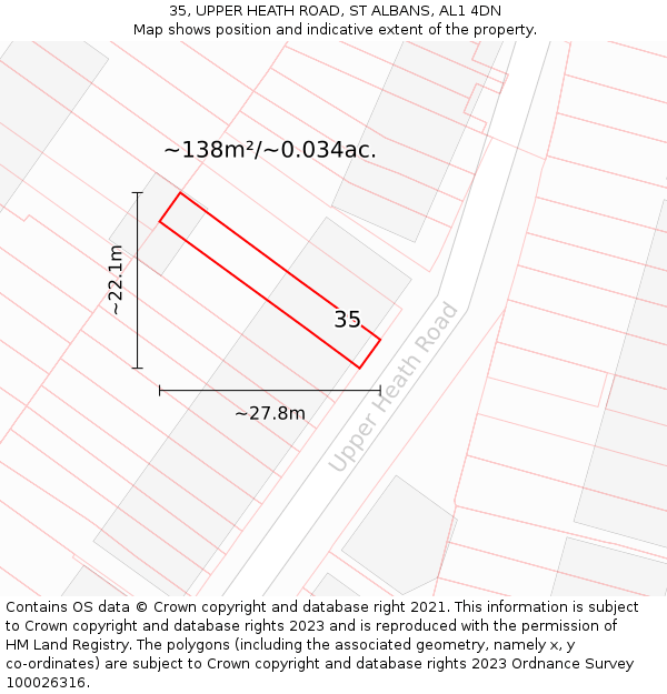 35, UPPER HEATH ROAD, ST ALBANS, AL1 4DN: Plot and title map