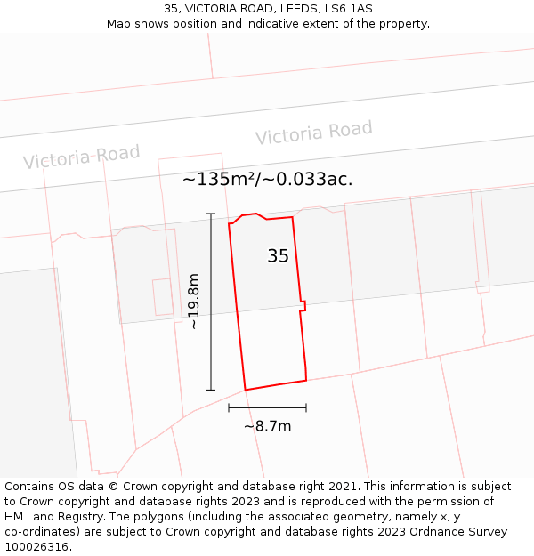 35, VICTORIA ROAD, LEEDS, LS6 1AS: Plot and title map