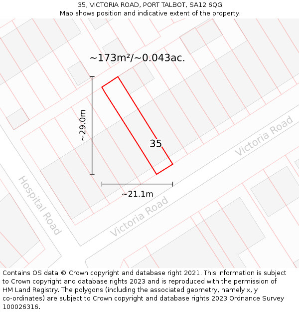 35, VICTORIA ROAD, PORT TALBOT, SA12 6QG: Plot and title map