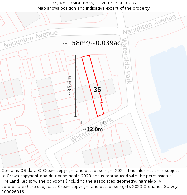 35, WATERSIDE PARK, DEVIZES, SN10 2TG: Plot and title map