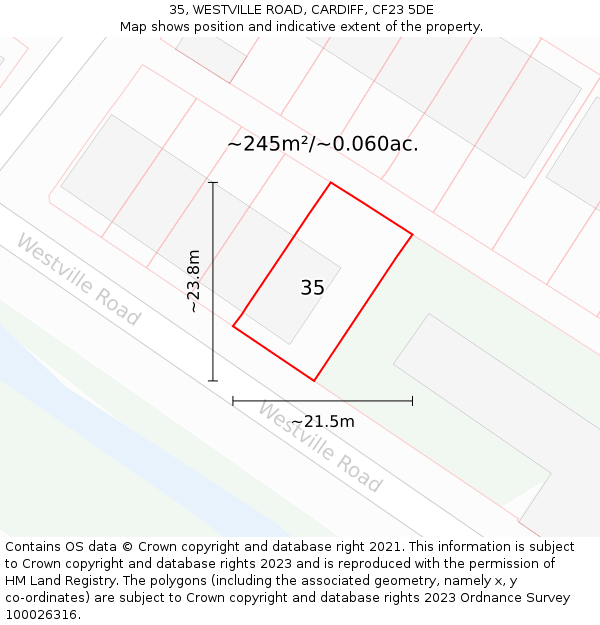 35, WESTVILLE ROAD, CARDIFF, CF23 5DE: Plot and title map