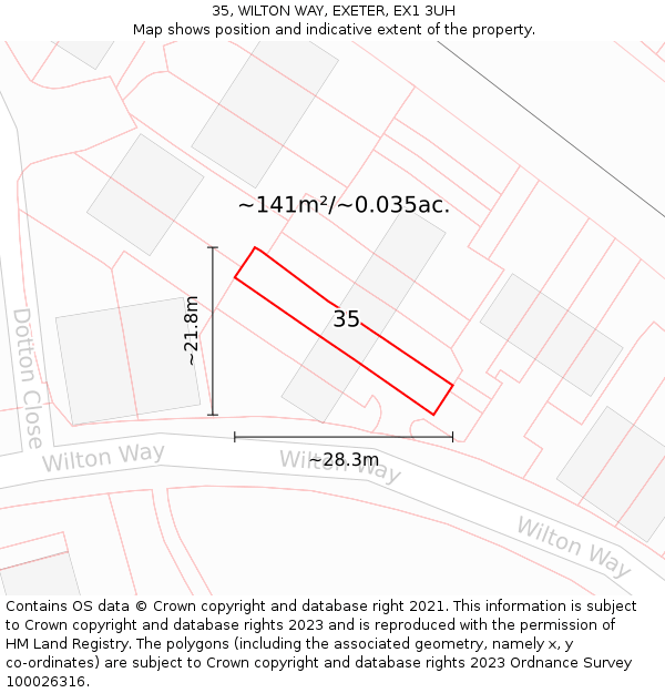 35, WILTON WAY, EXETER, EX1 3UH: Plot and title map
