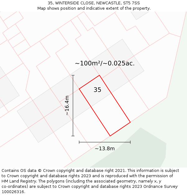 35, WINTERSIDE CLOSE, NEWCASTLE, ST5 7SS: Plot and title map