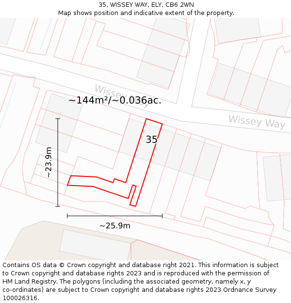35, WISSEY WAY, ELY, CB6 2WN: Plot and title map