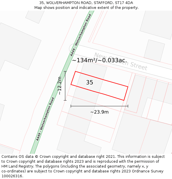 35, WOLVERHAMPTON ROAD, STAFFORD, ST17 4DA: Plot and title map