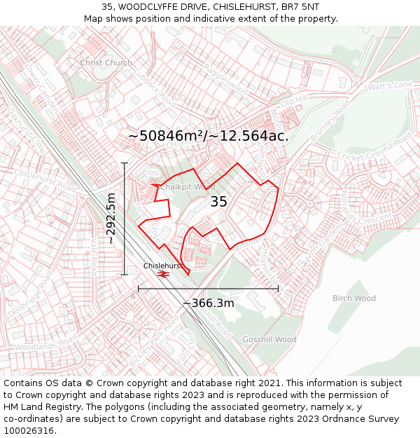 35, WOODCLYFFE DRIVE, CHISLEHURST, BR7 5NT: Plot and title map