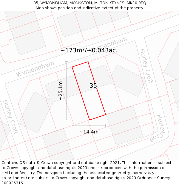 35, WYMONDHAM, MONKSTON, MILTON KEYNES, MK10 9EQ: Plot and title map
