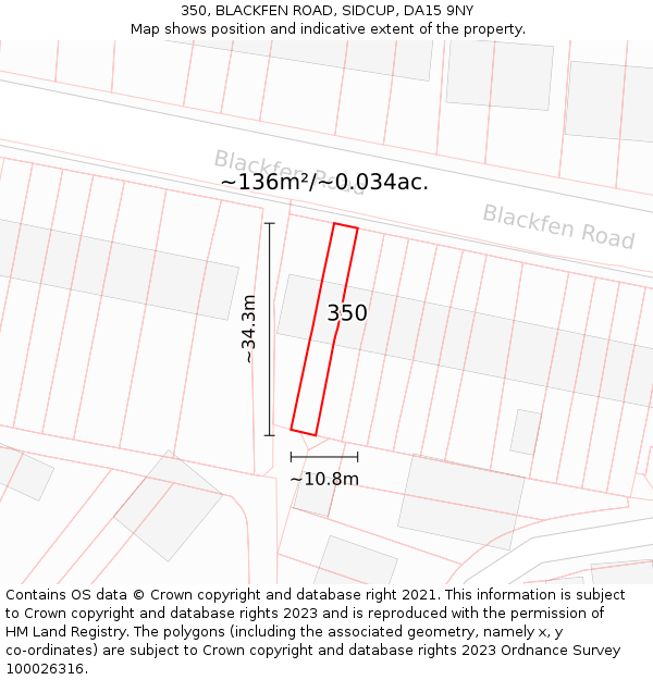 350, BLACKFEN ROAD, SIDCUP, DA15 9NY: Plot and title map