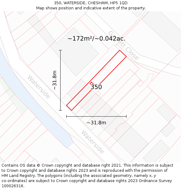 350, WATERSIDE, CHESHAM, HP5 1QD: Plot and title map