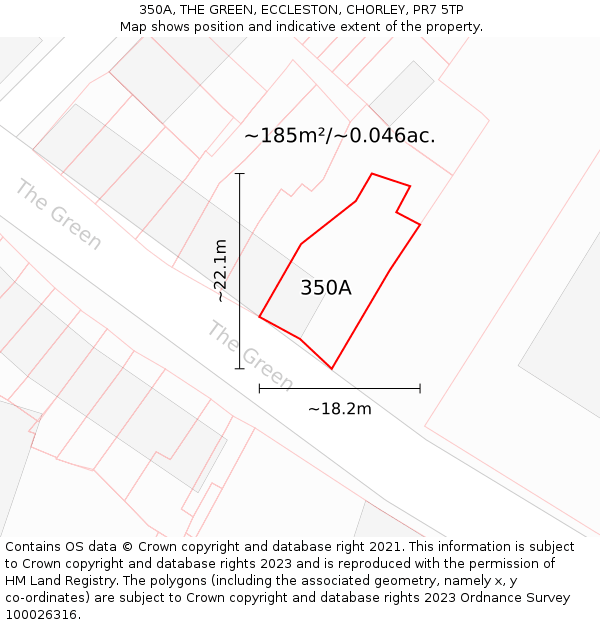 350A, THE GREEN, ECCLESTON, CHORLEY, PR7 5TP: Plot and title map