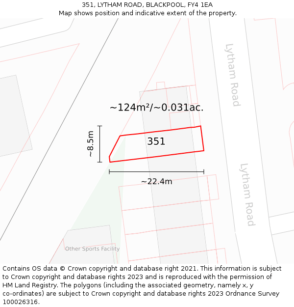 351, LYTHAM ROAD, BLACKPOOL, FY4 1EA: Plot and title map
