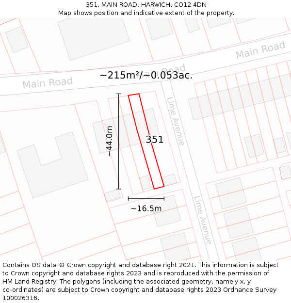 351, MAIN ROAD, HARWICH, CO12 4DN: Plot and title map