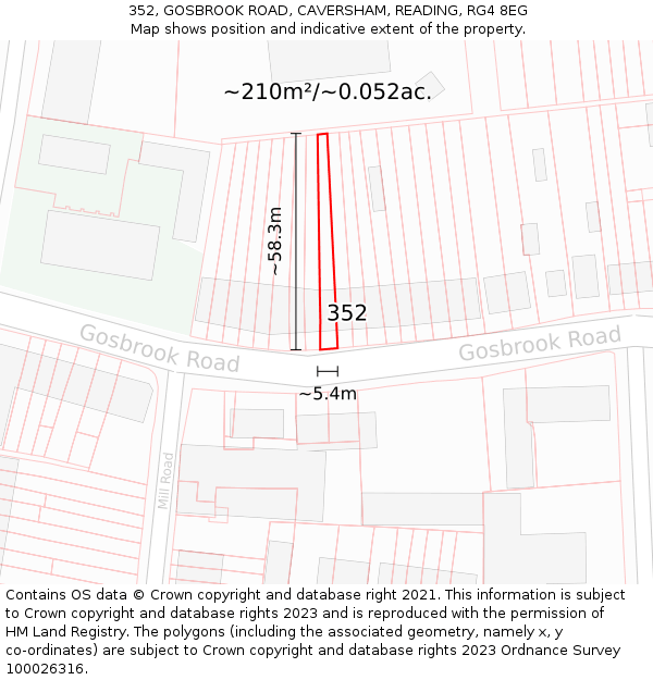 352, GOSBROOK ROAD, CAVERSHAM, READING, RG4 8EG: Plot and title map