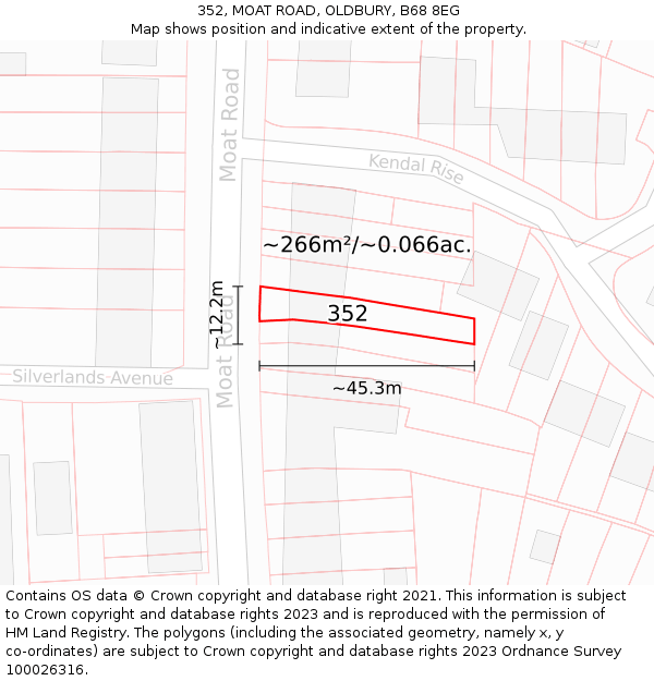 352, MOAT ROAD, OLDBURY, B68 8EG: Plot and title map