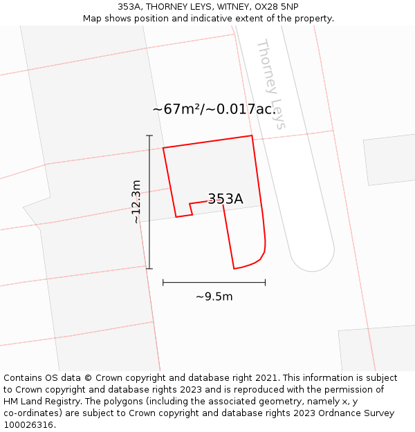 353A, THORNEY LEYS, WITNEY, OX28 5NP: Plot and title map