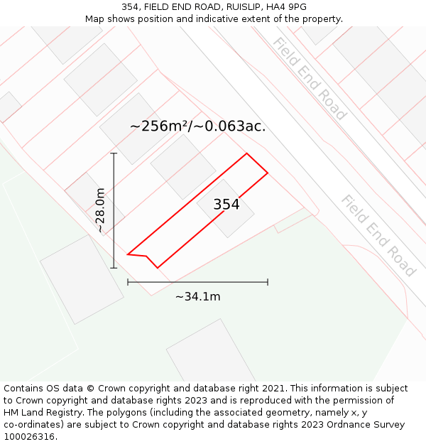 354, FIELD END ROAD, RUISLIP, HA4 9PG: Plot and title map