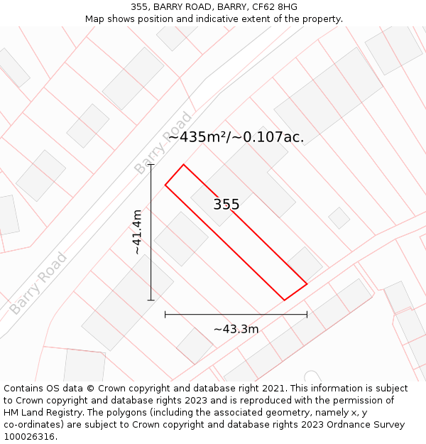 355, BARRY ROAD, BARRY, CF62 8HG: Plot and title map