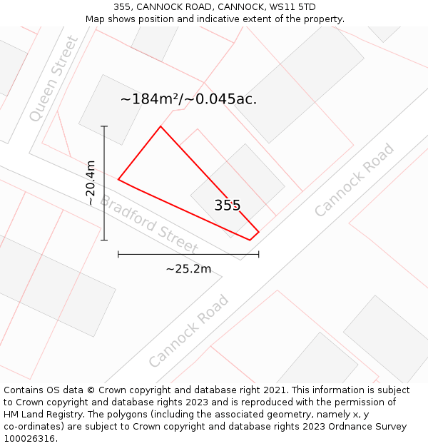 355, CANNOCK ROAD, CANNOCK, WS11 5TD: Plot and title map