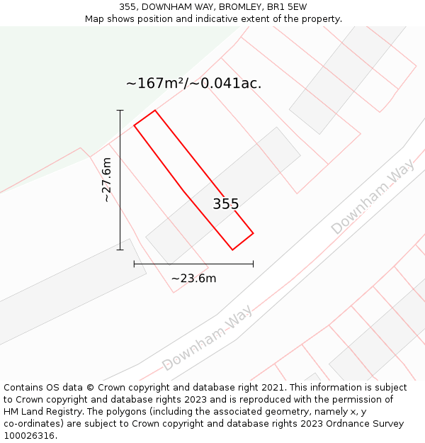 355, DOWNHAM WAY, BROMLEY, BR1 5EW: Plot and title map