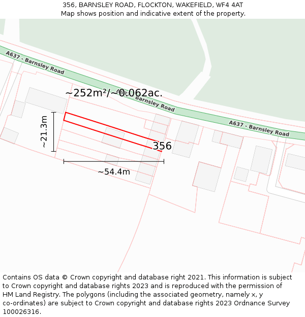 356, BARNSLEY ROAD, FLOCKTON, WAKEFIELD, WF4 4AT: Plot and title map