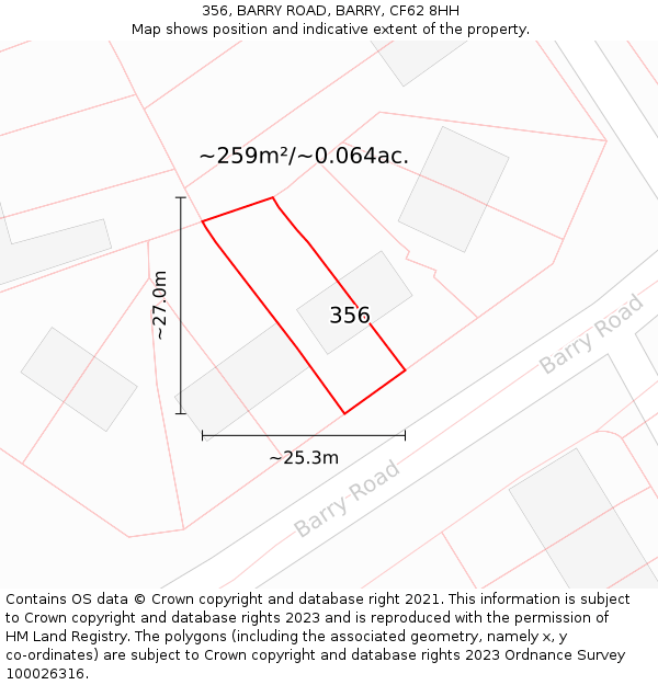 356, BARRY ROAD, BARRY, CF62 8HH: Plot and title map