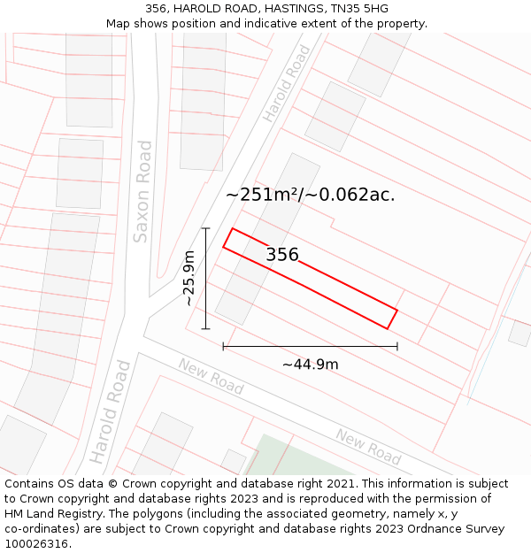 356, HAROLD ROAD, HASTINGS, TN35 5HG: Plot and title map
