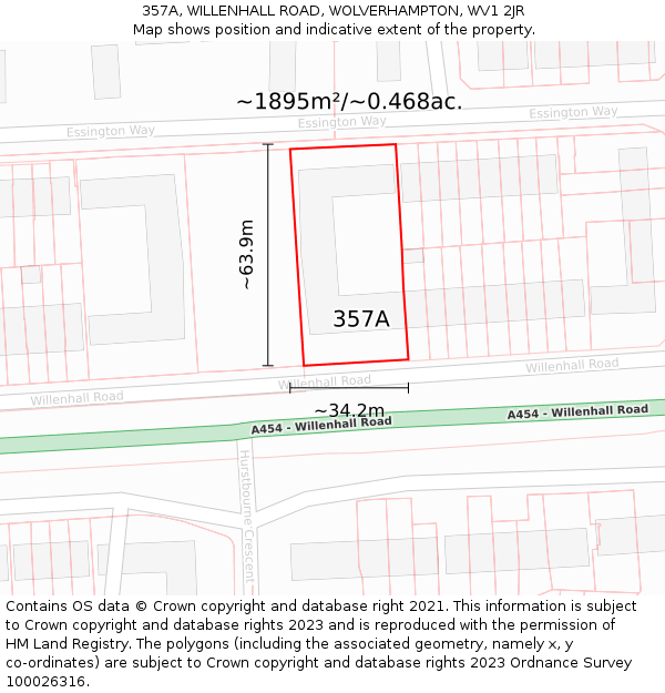 357A, WILLENHALL ROAD, WOLVERHAMPTON, WV1 2JR: Plot and title map