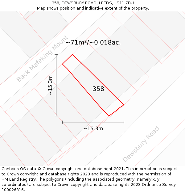 358, DEWSBURY ROAD, LEEDS, LS11 7BU: Plot and title map