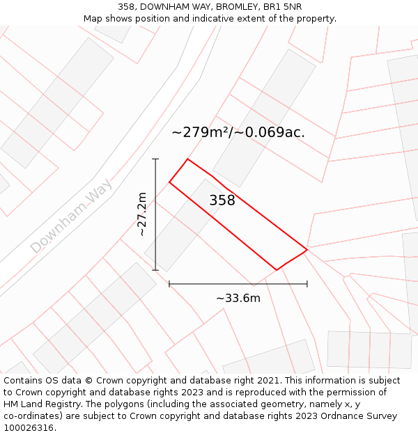 358, DOWNHAM WAY, BROMLEY, BR1 5NR: Plot and title map
