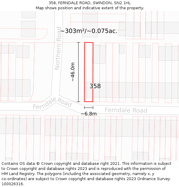 358, FERNDALE ROAD, SWINDON, SN2 1HL: Plot and title map