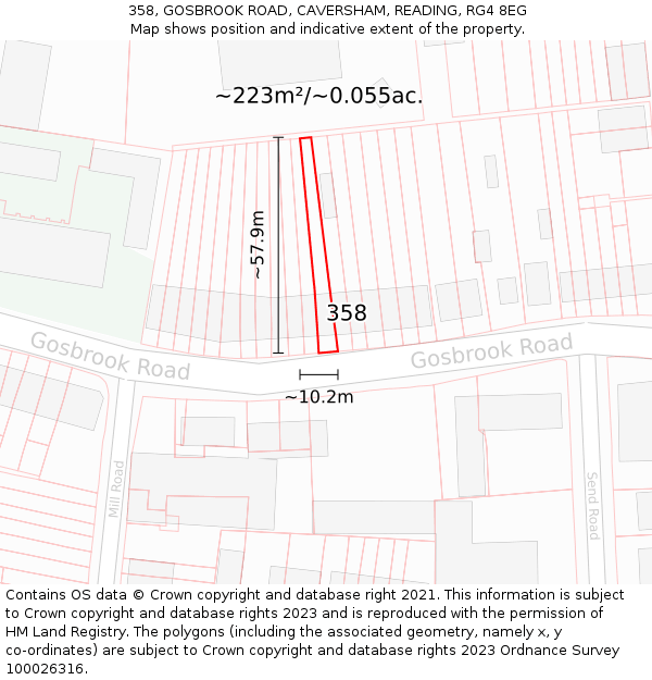 358, GOSBROOK ROAD, CAVERSHAM, READING, RG4 8EG: Plot and title map
