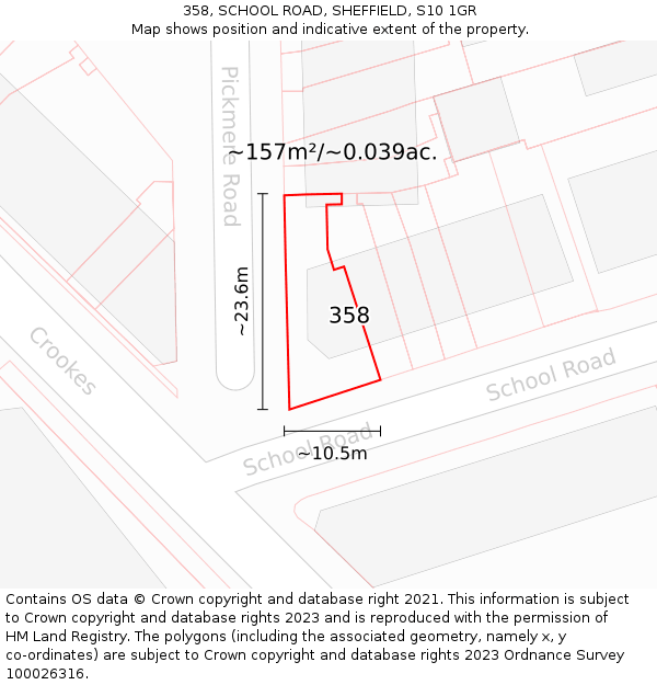 358, SCHOOL ROAD, SHEFFIELD, S10 1GR: Plot and title map