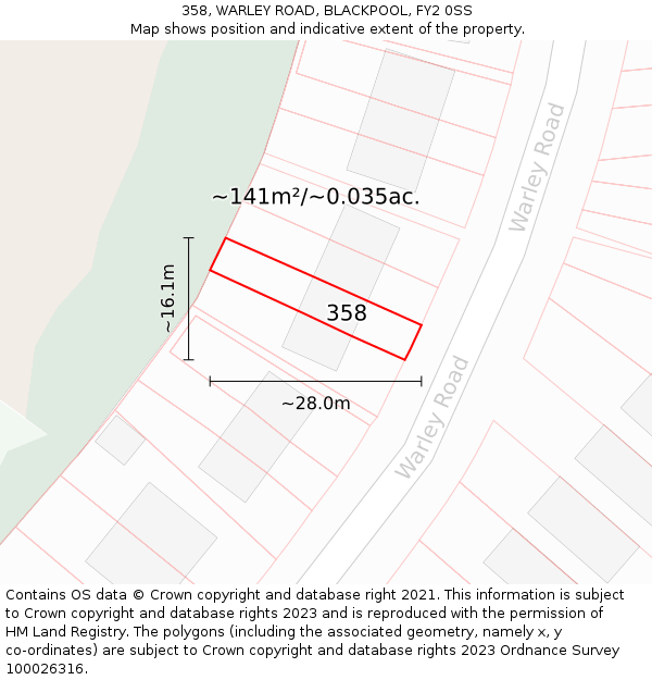 358, WARLEY ROAD, BLACKPOOL, FY2 0SS: Plot and title map