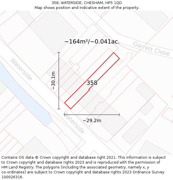 358, WATERSIDE, CHESHAM, HP5 1QD: Plot and title map