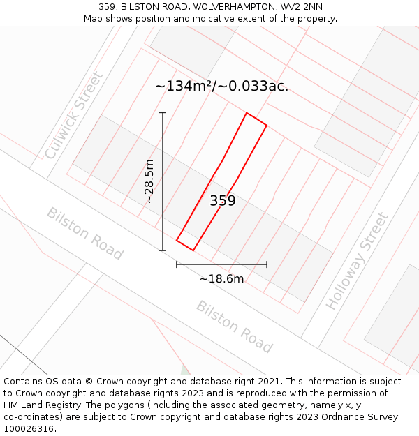 359, BILSTON ROAD, WOLVERHAMPTON, WV2 2NN: Plot and title map