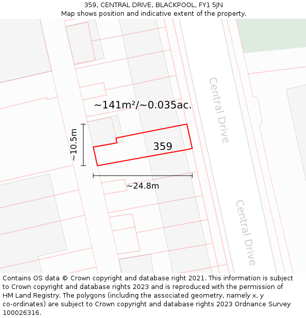 359, CENTRAL DRIVE, BLACKPOOL, FY1 5JN: Plot and title map