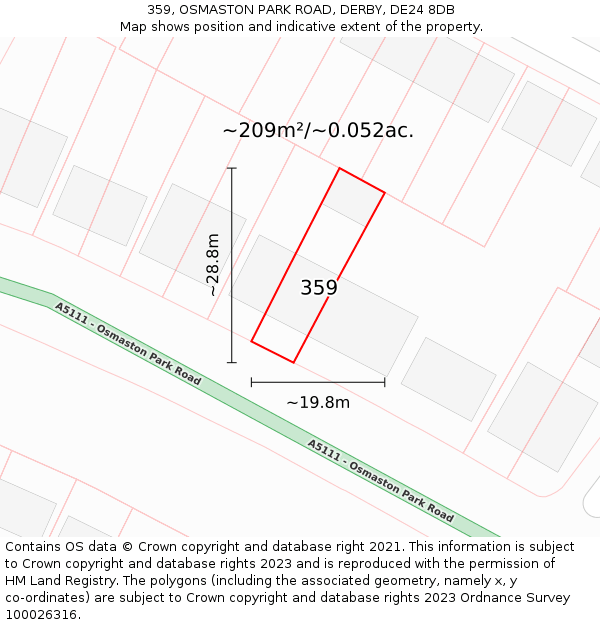 359, OSMASTON PARK ROAD, DERBY, DE24 8DB: Plot and title map