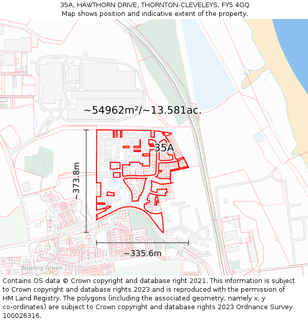 35A, HAWTHORN DRIVE, THORNTON-CLEVELEYS, FY5 4GQ: Plot and title map